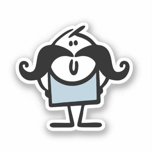 Lieblicher Stick mit Schnurrbart Aufkleber (Vorderseite)