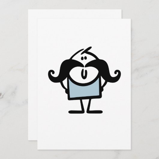 Lieblicher Stick mit Schnurrbart Einladung (Vorne/Hinten)