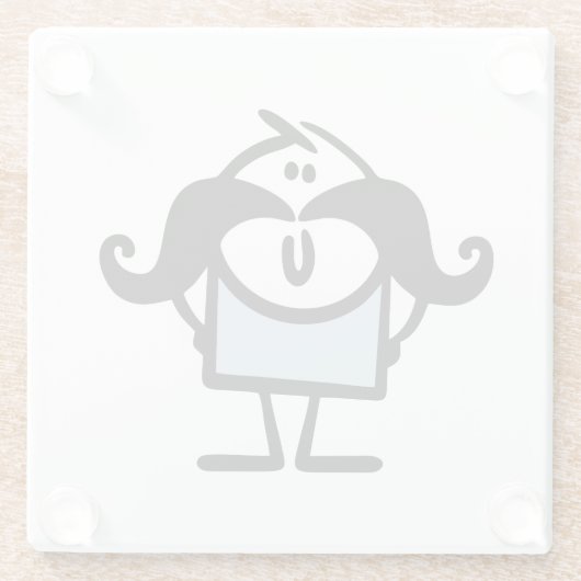 Lieblicher Stick mit Schnurrbart Glasuntersetzer (Rückseite)