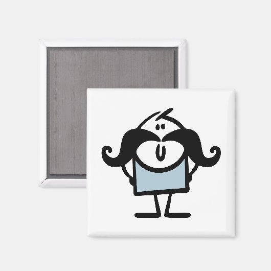 Lieblicher Stick mit Schnurrbart Magnet (Vorderseite/Rückseite)