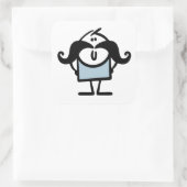 Lieblicher Stick mit Schnurrbart Quadratischer Aufkleber (Tasche)