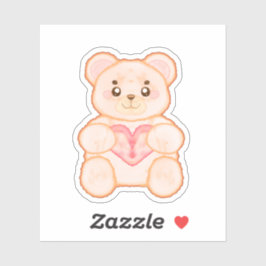 Lieblicher Valentintagsbär mit rotem Herzen Aufkleber