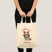 Lieblicher Wasserfarben Shih Tzu Weihnachtsleuchte Tragetasche (Vorderseite (Produkt))