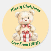 Lieblicher Weihnachtsbär Runder Aufkleber (Vorderseite)