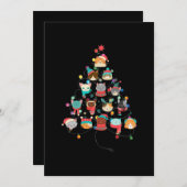 Lieblicher Weihnachtsbaum der Katze, gedeckt von h Dankeskarte (Vorne/Hinten)