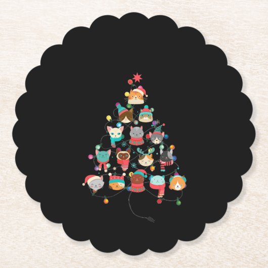 Lieblicher Weihnachtsbaum der Katze, gedeckt von h Untersetzer (Vorderseite)