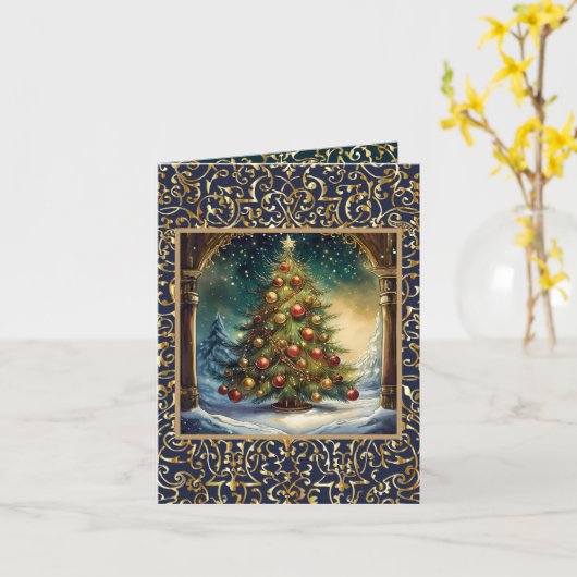 Lieblicher Weihnachtsbaum Karte (Gelbe Blume)