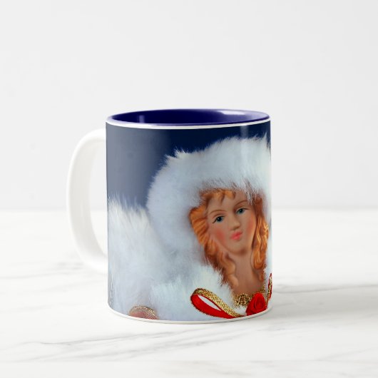 Lieblicher Weihnachtsengel-Druck Zweifarbige Tasse (Vorderseite Links)