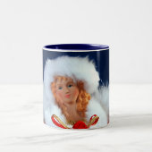 Lieblicher Weihnachtsengel-Druck Zweifarbige Tasse (Mittel)