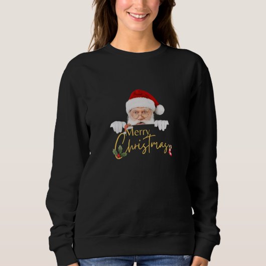 Lieblicher Weihnachtsmann Frohe Weihnachts Schwarz Sweatshirt (Vorderseite)