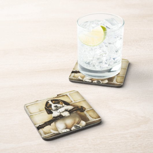 Lieblicher Welpe Getränkeuntersetzer (Rechte Seite)