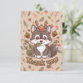 Lieblicher Whimsical Wolf Dankeskarte (Stehend Vorderseite)