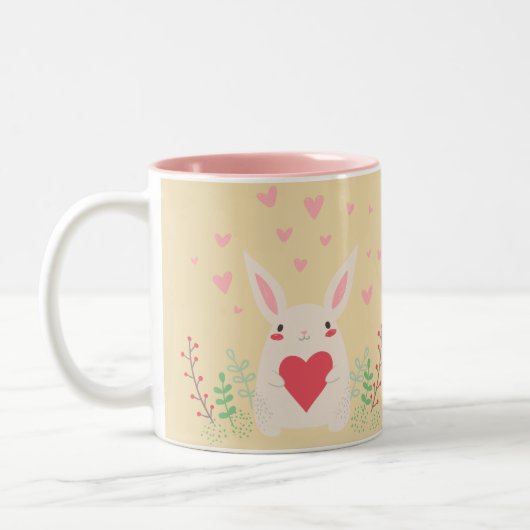 Liebliches Baby-Kaninchen Zweifarbige Tasse (Links)