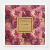 Liebliches Burgundy Gold Wedding Dinner Napkins Gä Serviette (Vorderseite)