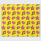 Liebliches Comic-Buch-Stil Kiss-Star-Musik Geschenkpapier (Flach)