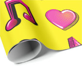 Liebliches Comic-Buch-Stil Kiss-Star-Musik Geschenkpapier (Rolleneckpunkt)