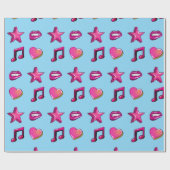 Liebliches Comic-Buch-Stil Kiss-Star-Musik Geschenkpapier (Flach)