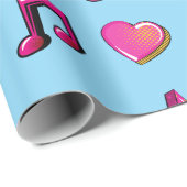 Liebliches Comic-Buch-Stil Kiss-Star-Musik Geschenkpapier (Rolleneckpunkt)