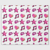 Liebliches Comic-Buch-Stil Kiss-Star-Musik Geschenkpapier (Flach)