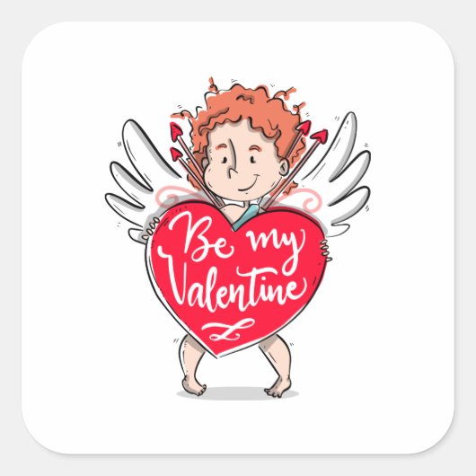 Liebliches Cupid's Be My Valentine Sticker Siegel (Vorderseite)