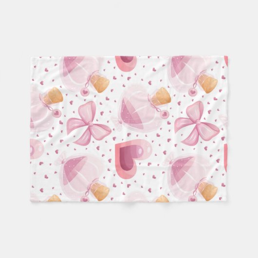 Liebliches Design-Thema für Valentinstag Fleecedecke (Vorderseite (Horizontal))