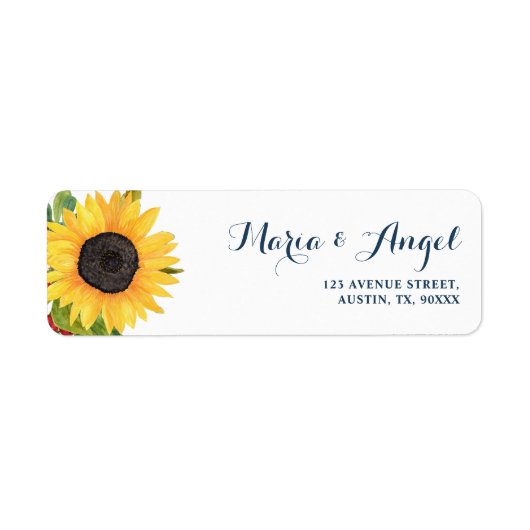 Liebliches Etikett für Aquarellsonnenblumen (Vorne)