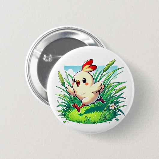 Liebliches Hähnchen beim Laufen Button (Vorne & Hinten)