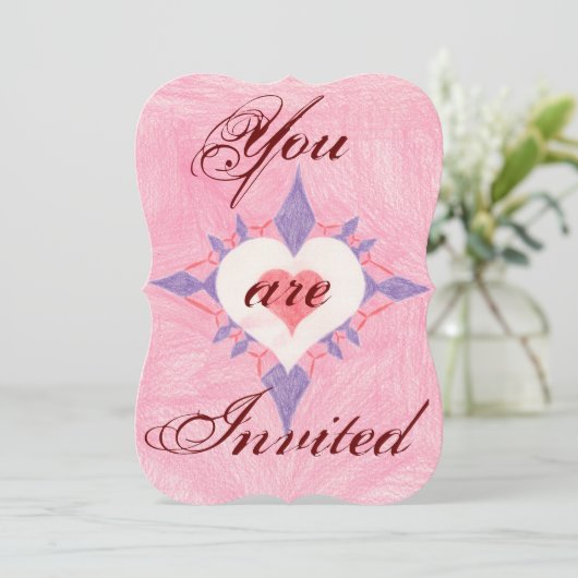 Liebliches Herz Einladung (Stehend Vorderseite)