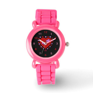 Liebliches Herz Kisses Kid's Pink Glitzer Watch Armbanduhr