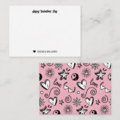 Liebliches Herzdoodle-Muster Rosa Valentinstag Mitteilungskarte (Vorne/Hinten)