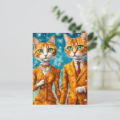 Liebliches Ingwer-Katzenpaar Postkarte (Stehend Vorderseite)
