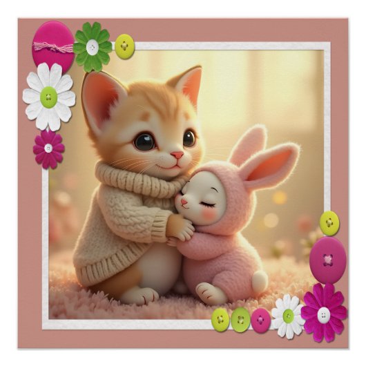 Liebliches Kätzchen und winziges Baby, Poster (Vorderseite)