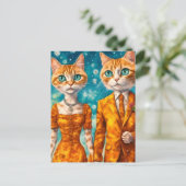 Liebliches Katzenpaar Postkarte (Stehend Vorderseite)