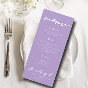 Liebliches Lilac Lila Typografy Wedding Dinner Menükarte
