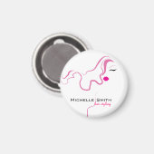 Liebliches Mädchen Ikone rosa Haar Frisur Branding Magnet (Vorderseite/Rückseite)