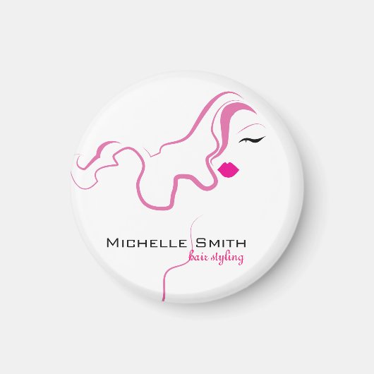 Liebliches Mädchen Ikone rosa Haar Frisur Branding Magnet (Vorne)