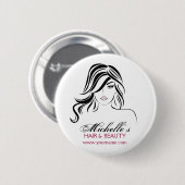 Liebliches Mädchen mit glattem Haar und Makeup-Sym Button (Vorne & Hinten)