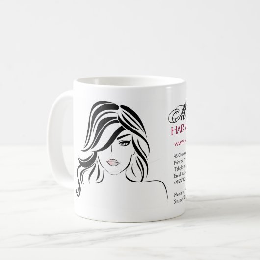 Liebliches Mädchen mit glattem Haar und Makeup-Sym Kaffeetasse (Vorderseite Links)