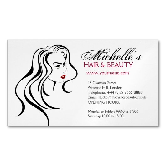 Liebliches Mädchen mit glattem Haar und Makeup-Sym Magnetische Visitenkarte (Vorderseite)