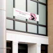 Liebliches Mädchen mit rosa Haar Haarstyling Brand Banner (Äußeres Gebäude)