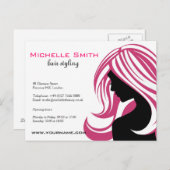 Liebliches Mädchen mit rosa Haar Haarstyling Brand Postkarte (Vorne/Hinten)