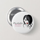 Liebliches Mädchen mit scharfen Haaren Makeup Icon Button (Vorne & Hinten)