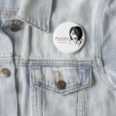 Liebliches Mädchen mit scharfen Haaren Makeup Icon Button (Beispiel)