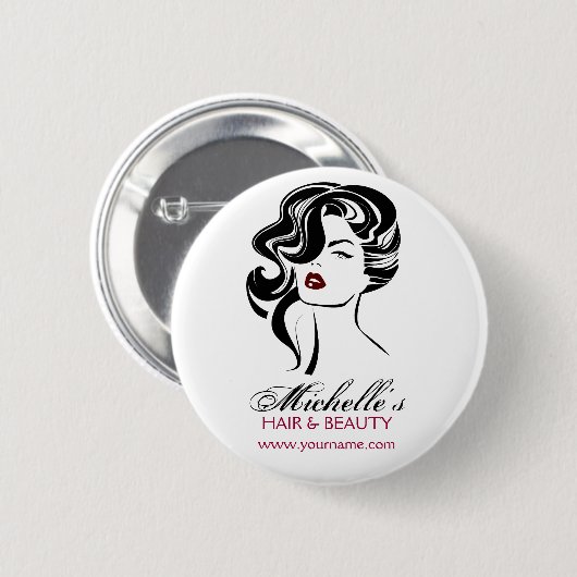 Liebliches Mädchen mit scharfen Haaren Makeup Icon Button (Vorne & Hinten)