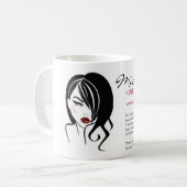 Liebliches Mädchen mit scharfen Haaren Makeup Icon Kaffeetasse (Vorderseite Links)