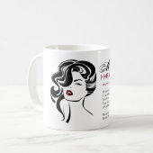 Liebliches Mädchen mit scharfen Haaren Makeup Icon Kaffeetasse (Vorderseite Links)