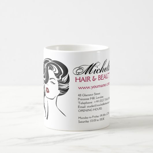 Liebliches Mädchen mit scharfen Haaren Makeup Icon Kaffeetasse (Mittel)