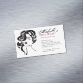 Liebliches Mädchen mit scharfen Haaren Makeup Icon Magnetische Visitenkarte (Beispiel)