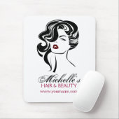 Liebliches Mädchen mit scharfen Haaren Makeup Icon Mousepad (Mit Mouse)