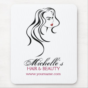 Liebliches Mädchen mit scharfen Haaren Makeup Icon Mousepad